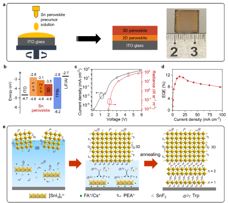 《自然·纳米技术》（Nature Nanotechnology）报道黄维院士、王建浦教授团队锡基钙钛矿发光二极管最新研究成果